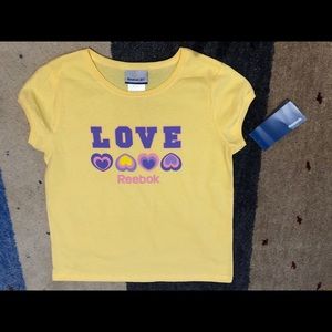 5/$25 Reebok Love Tee yellow Size 14